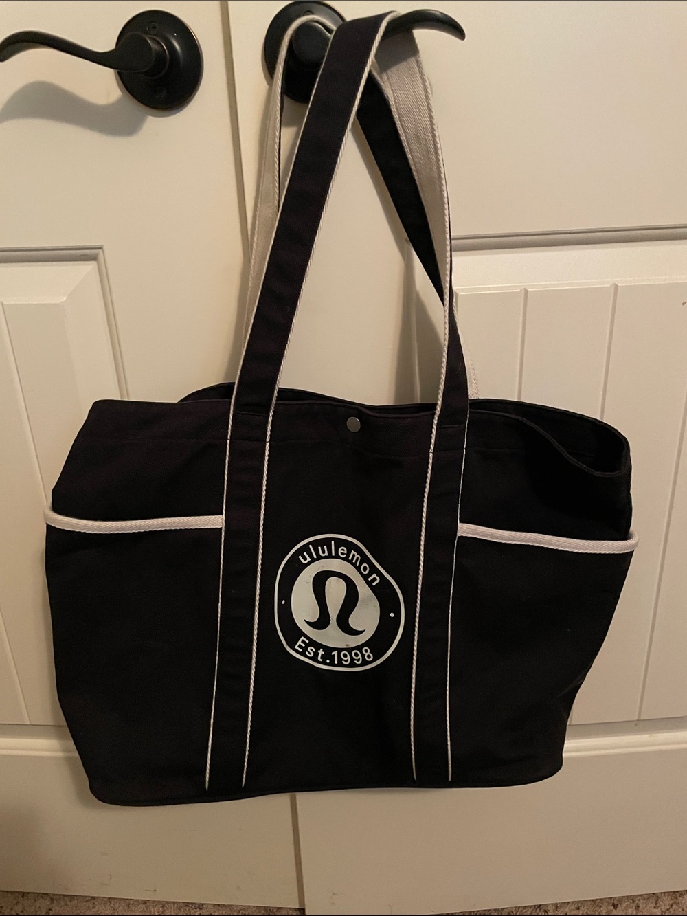 lululemon athletica Navy Blue Duffel Tote with White Trim O/S